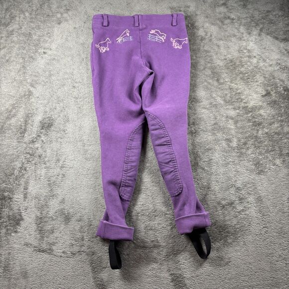 TuffRider Girl Embroidered Pull-On Riding Pants Breeches Purple Size 8 J106 - Picture 4 of 9
